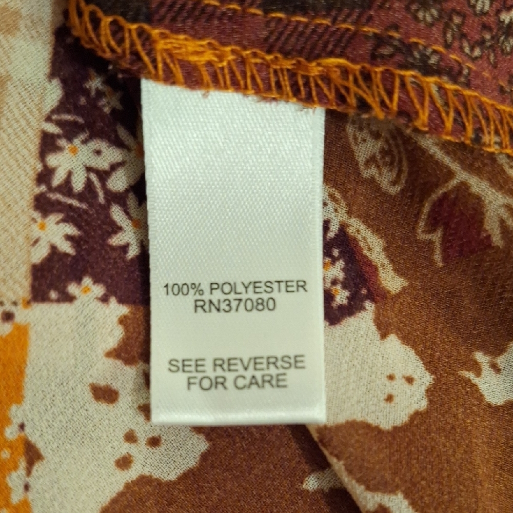 Cato Floral Patchwork Blouse in Orange and Brown. NWOT Size Large - Picture 9 of 9